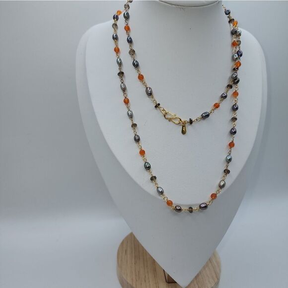 Aprique 22k Sterling Silver Bead Strand 36" Necklace - Picture 2 of 6